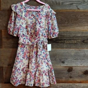 Lilt Little & Big Girls Elbow Sleeve Puffed Sleeve Wrap Dress NWT 7-8 E